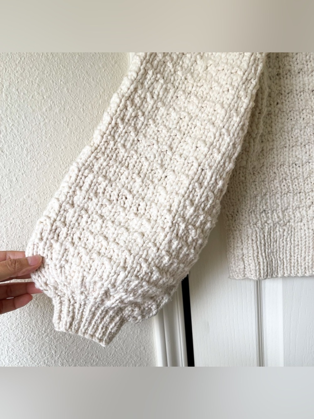 Christy Dawn Nola Cardigan Chunky Knit Cotton Creme Large EUC - Picture 4 of 12